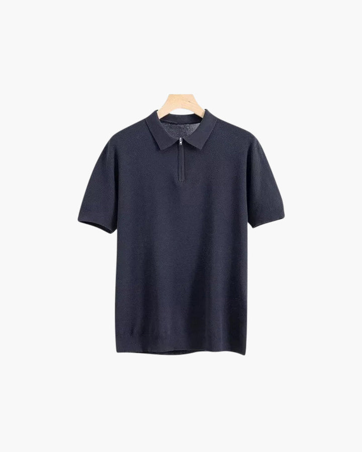 Polo Homme à Manches Courtes en Maille avec Zip Demi pour Confort et Style