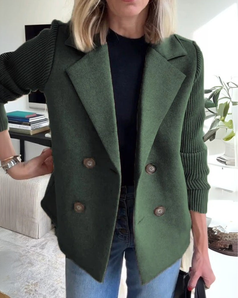 Vaida | Blazer décontracté de luxe pour femmes avec des manches tricotées - Élégante, douce et à la mode.