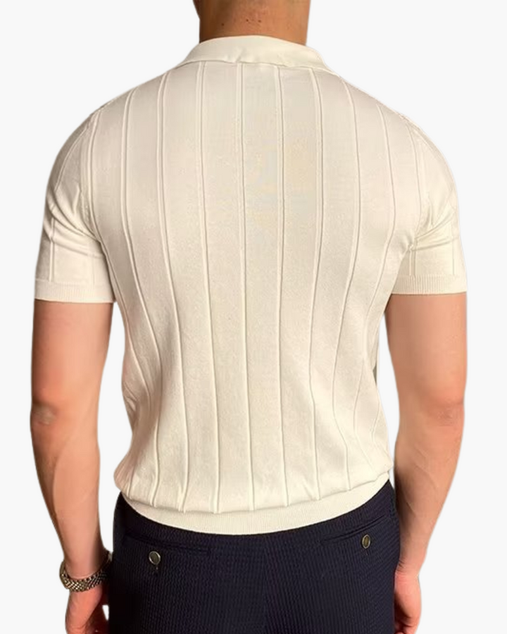 Ian | Polo en Tricot Slim Fit pour Homme avec Motif Côtelé Élégant Casual Professionnel