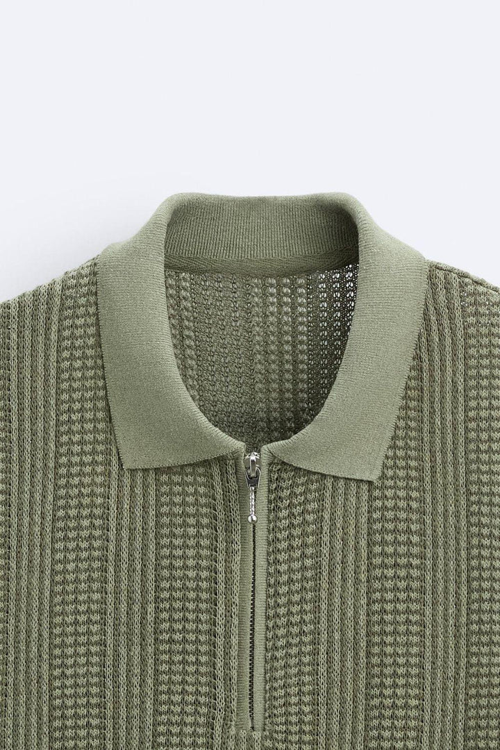 Polo tricotée élégante avec fermeture éclair pour un look chic