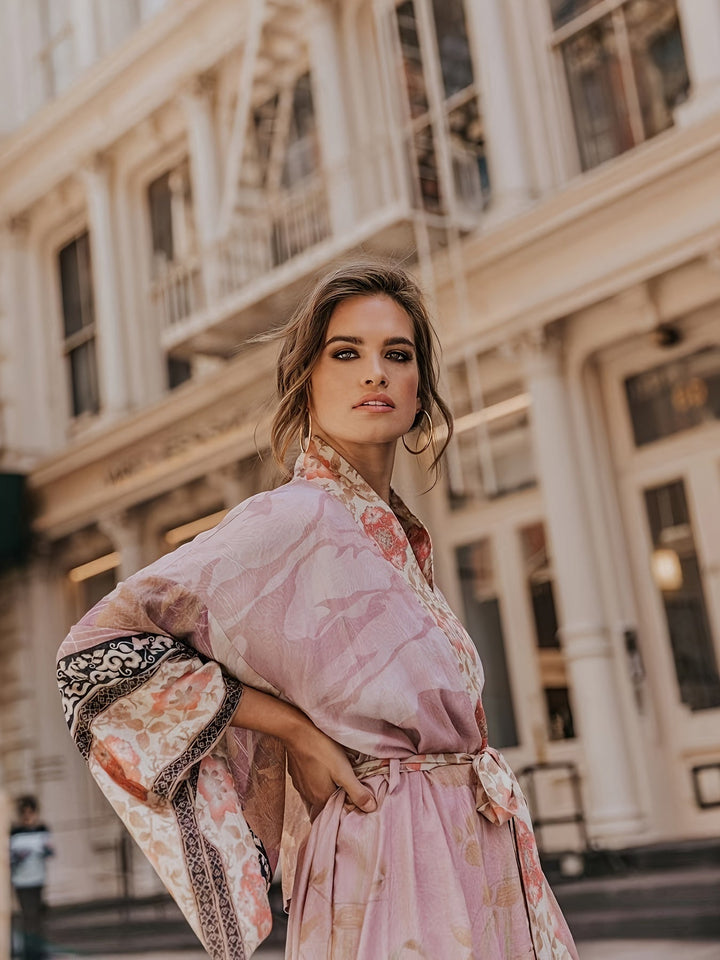 Barbara | Kimono long et élégant à imprimé floral pour femmes
