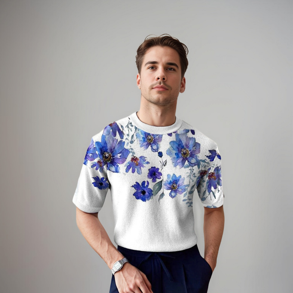 Damiano | Chemise Élégante à Manches Courtes Florales pour Hommes
