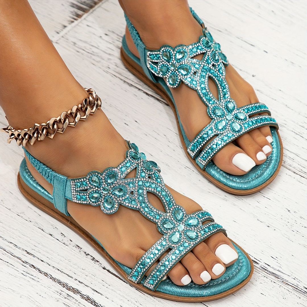 Sandales élégantes Melisende pour femmes avec de magnifiques fleurs en strass pour un look élégant.