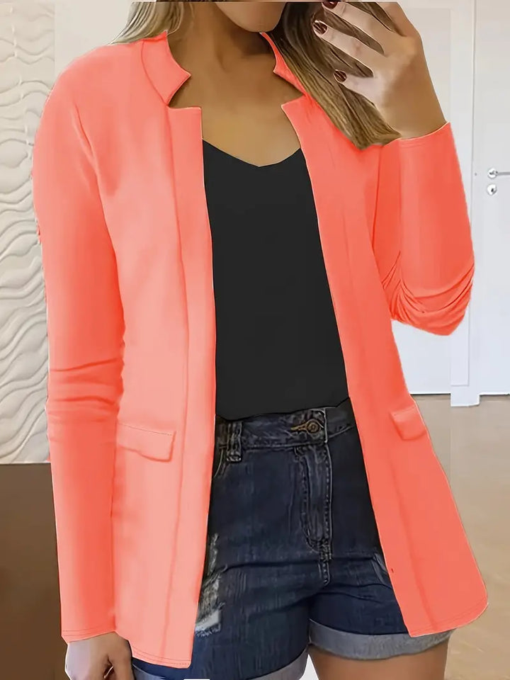 Blazer élégant et décontracté à manches longues et ouvert sur le devant pour un look sans effort