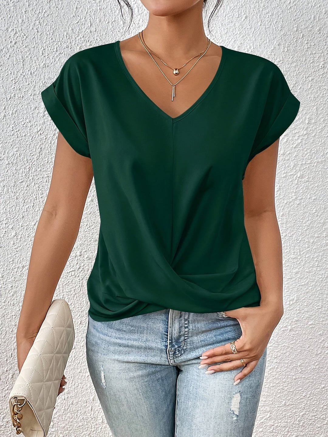 Tatiana - Haut élégant pour femme avec décolleté en V et twist drapé flatteur.