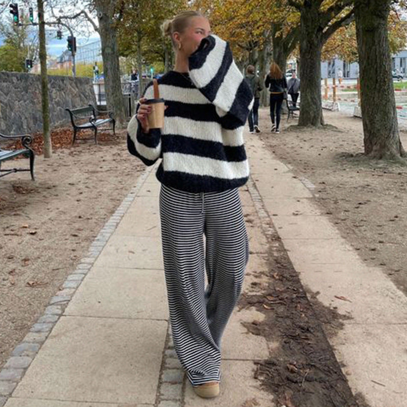 Elise - Pantalon lounge rayé élégant pour un confort maximal