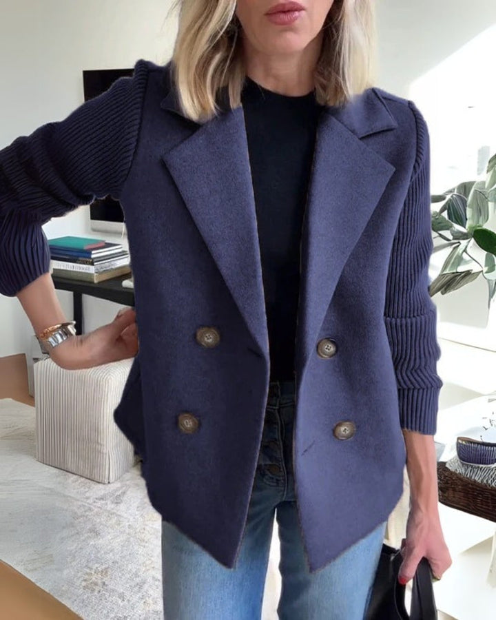 Vaida | Blazer décontracté de luxe pour femmes avec des manches tricotées - Élégante, douce et à la mode.