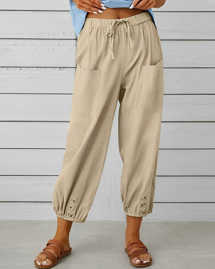 MAYA - Pantalon à la mode avec une taille haute et une jambe large pour un look raffiné