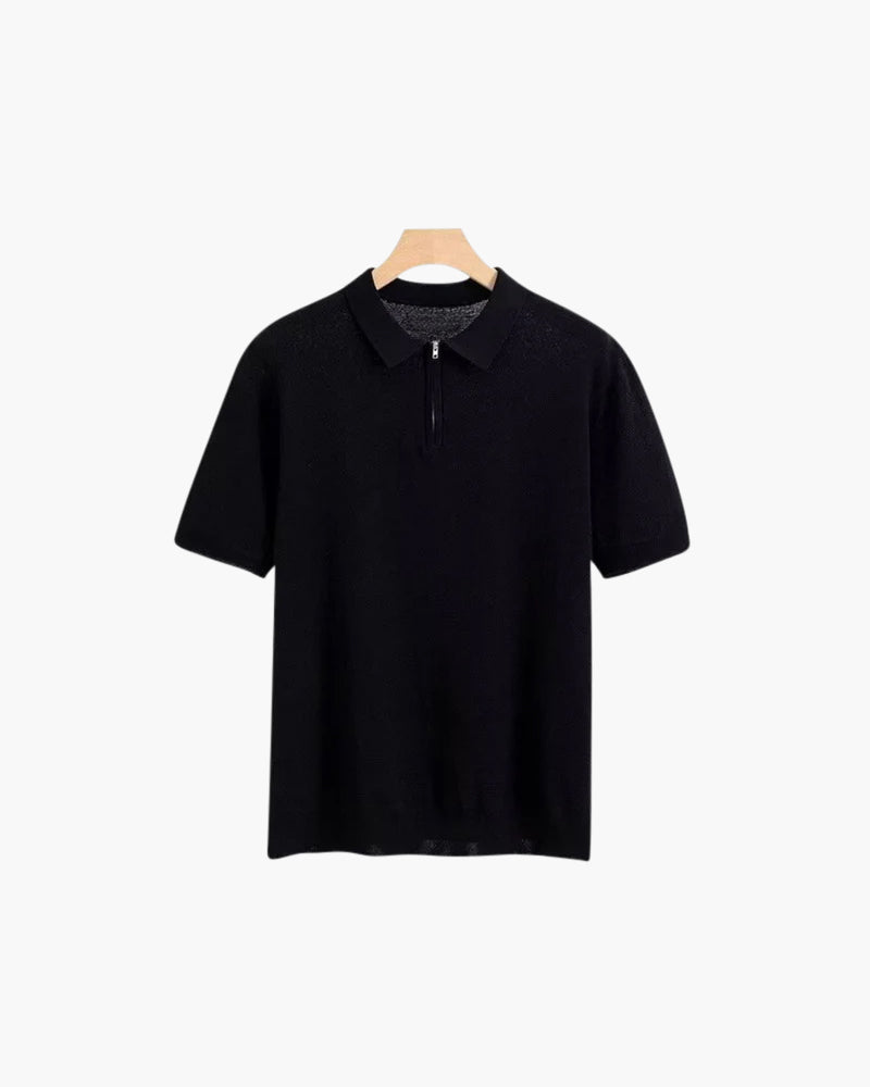Polo Homme à Manches Courtes en Maille avec Zip Demi pour Confort et Style