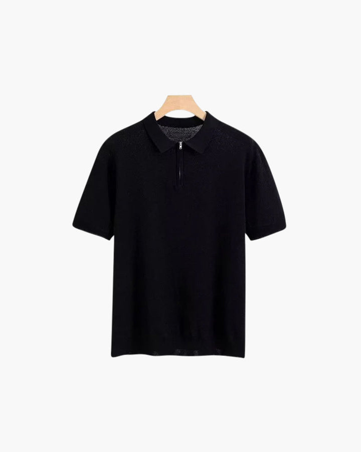 Polo Homme à Manches Courtes en Maille avec Zip Demi pour Confort et Style