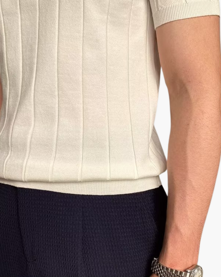 Ian | Polo en Tricot Slim Fit pour Homme avec Motif Côtelé Élégant Casual Professionnel