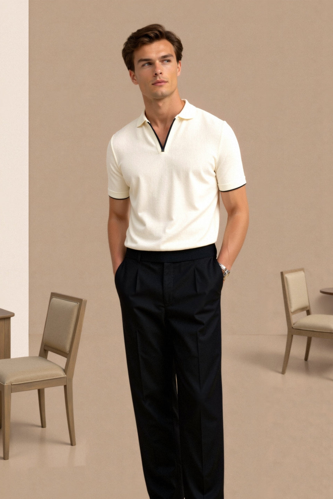 T-shirt Polo pour Hommes Élégant avec Détails Contrastés - Élégance Intemporelle et Look Moderne