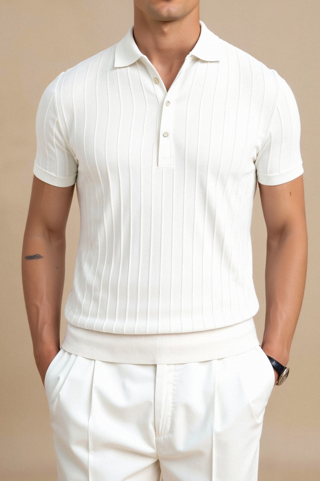Polo pour hommes blanche élégante - Un classique intemporel et raffiné