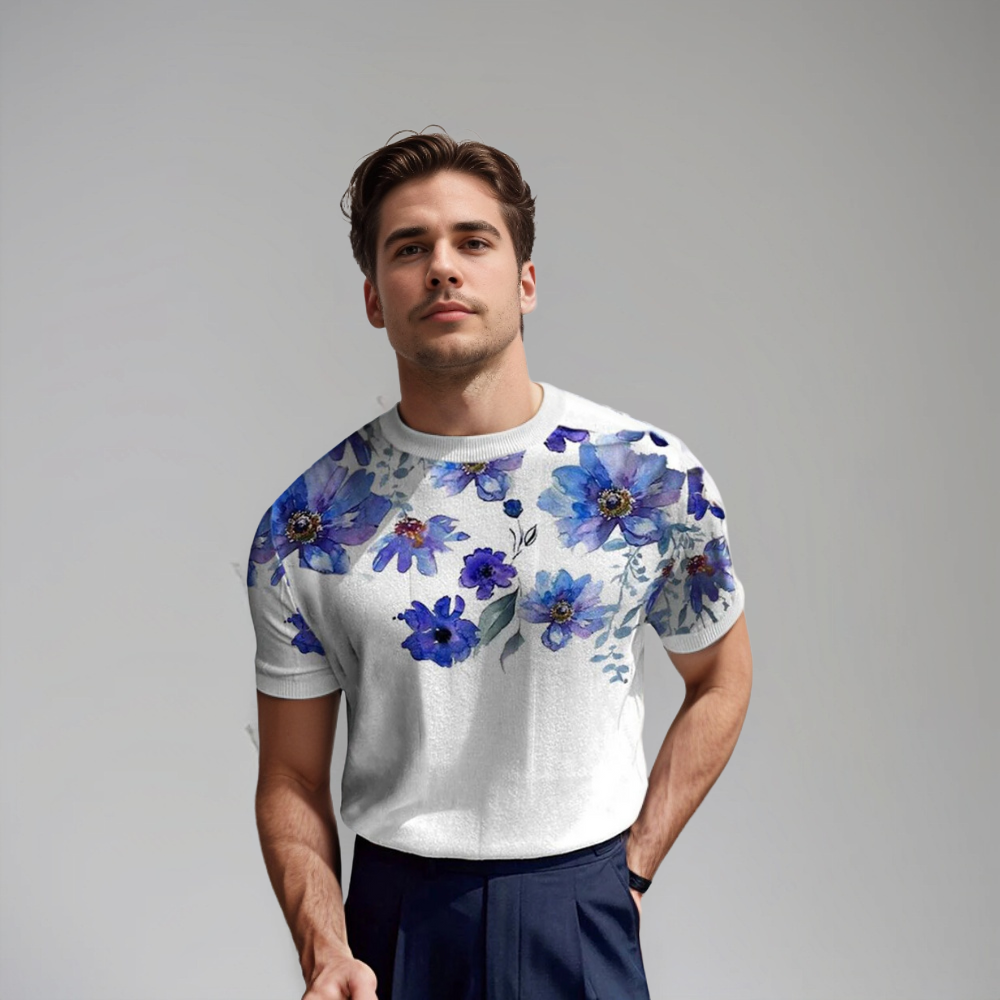 Damiano | Chemise Élégante à Manches Courtes Florales pour Hommes