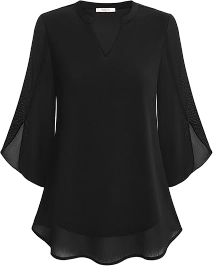 Zolitha | Blouse en chiffon élégante avec décolleté en V et manches évasées - Légère et polyvalente pour toutes les occasions