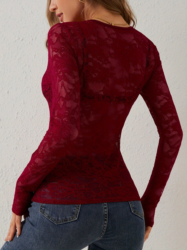 Laurice Luxe Body Femme Ajusté en Dentelle à Manches Longues pour un Look Élégant