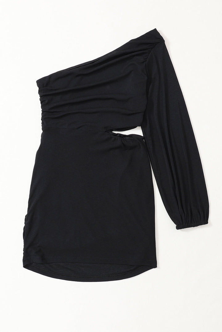 Cely | Robe Bodycon Asymétrique Noire Élégante avec Design Unique à Une Épaule