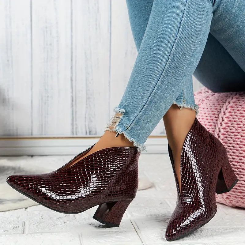 Sietske | Bottines croco brillantes élégantes pour un look stylé
