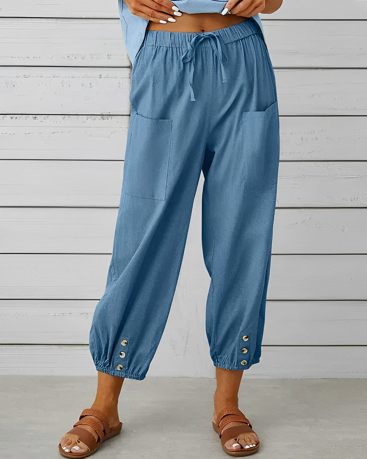 MAYA - Pantalon à la mode avec une taille haute et une jambe large pour un look raffiné