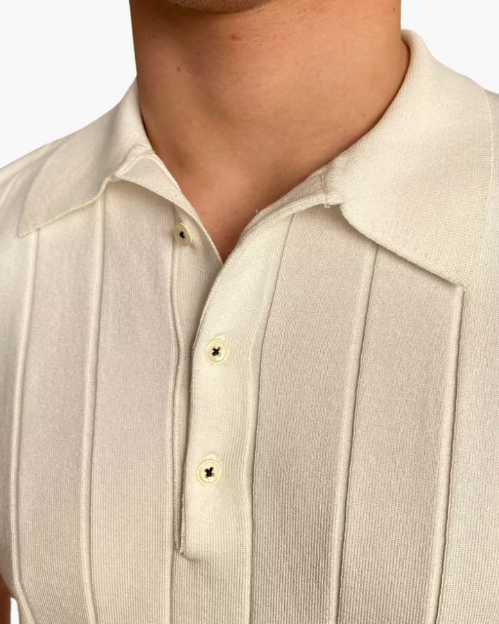 Ian | Polo en Tricot Slim Fit pour Homme avec Motif Côtelé Élégant Casual Professionnel