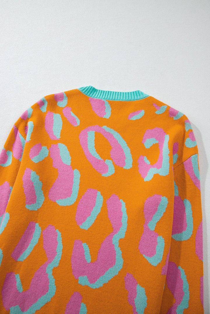 Elouise - Pull orange léopard tendance pour un look remarquable
