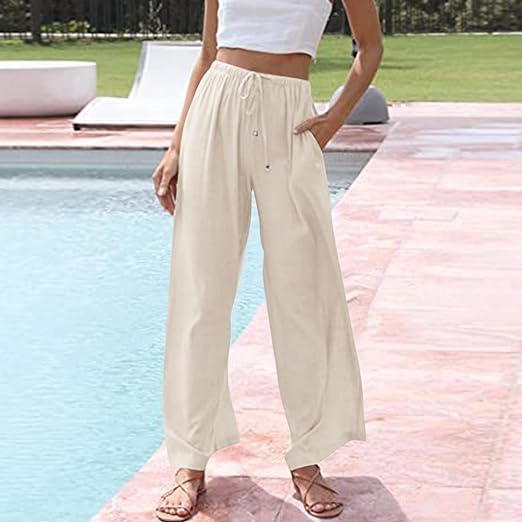 Henrietta élégante - Pantalon confortable en coton et lin pour un look élégant
