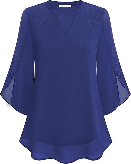 Zolitha | Blouse en chiffon élégante avec décolleté en V et manches évasées - Légère et polyvalente pour toutes les occasions