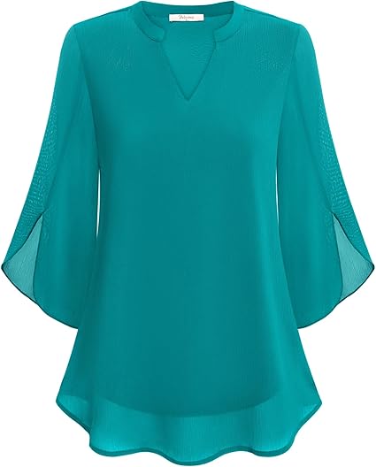 Zolitha | Blouse en chiffon élégante avec décolleté en V et manches évasées - Légère et polyvalente pour toutes les occasions