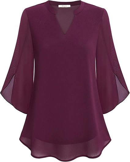 Zolitha | Blouse en chiffon élégante avec décolleté en V et manches évasées - Légère et polyvalente pour toutes les occasions