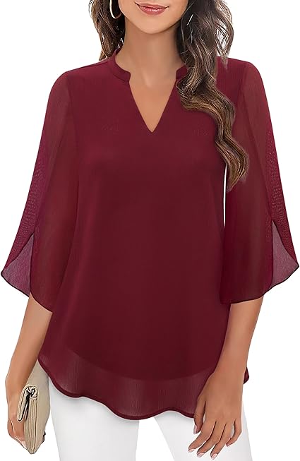 Zolitha | Blouse en chiffon élégante avec décolleté en V et manches évasées - Légère et polyvalente pour toutes les occasions