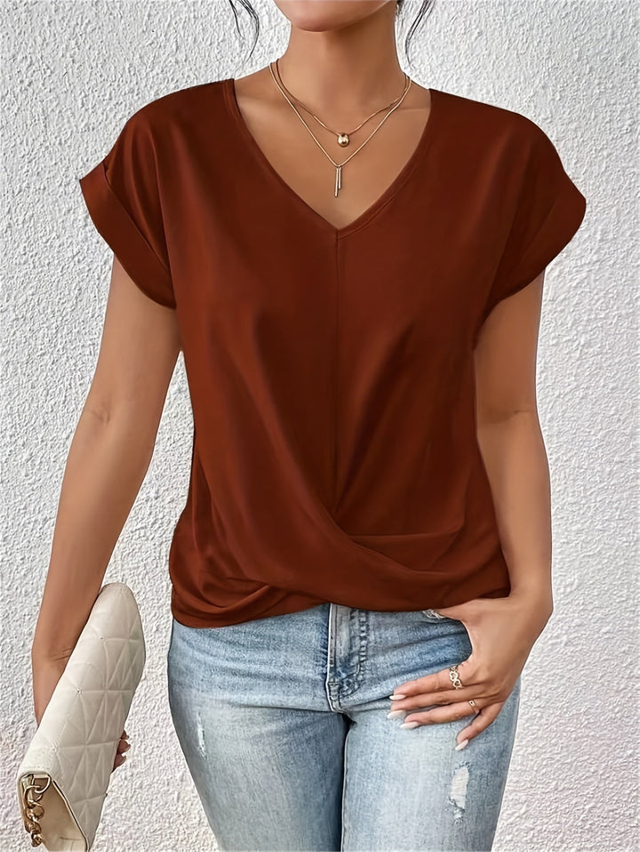 Tatiana - Haut élégant pour femme avec décolleté en V et twist drapé flatteur.