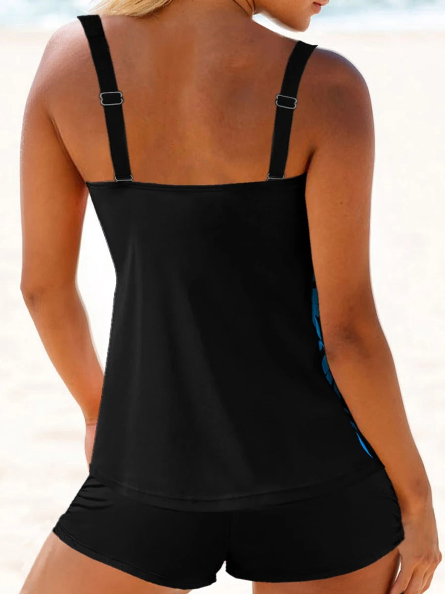 Tankini Élégant à Imprimé Feuille pour Femmes - Vêtements de Bain Parfaits pour l'Été