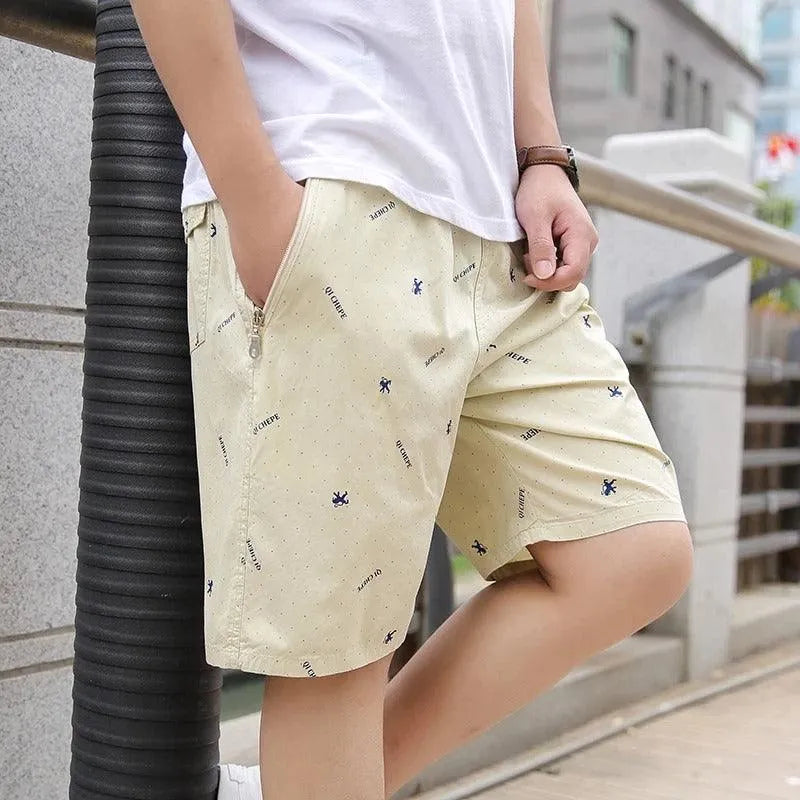 Short pour hommes confortables - Mélange de coton respirant - Coupe décontractée - Longueur genou - Poches zippées