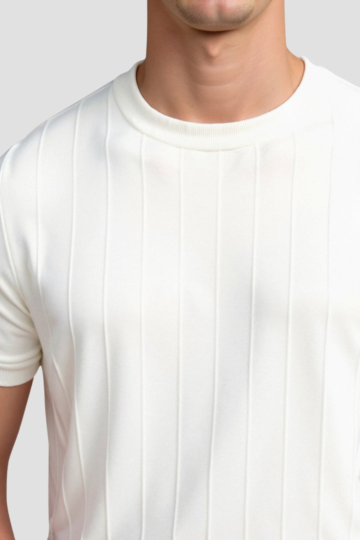 T-shirt Rayé Classique et Épais à Col Rond pour un Style Intemporel
