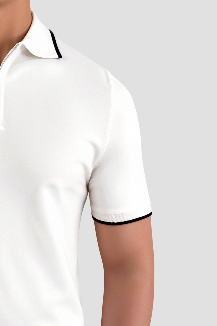Polo classique élégante avec fermeture éclair et détails contrastés élégants