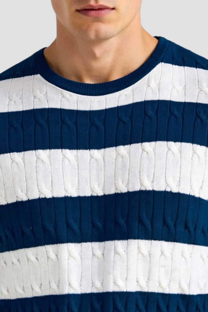 Élégant pull rayé à manches courtes pour hommes, pour un look élégant et confortable