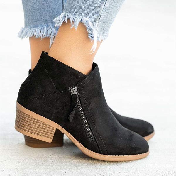 Celeste | Élégants et confortables bottines en suede à mi-hauteur avec fermeture éclair et un petit talon subtil
