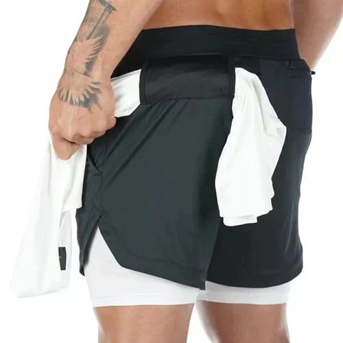 Shorts de fitness pour hommes avec double couche pour un confort accru