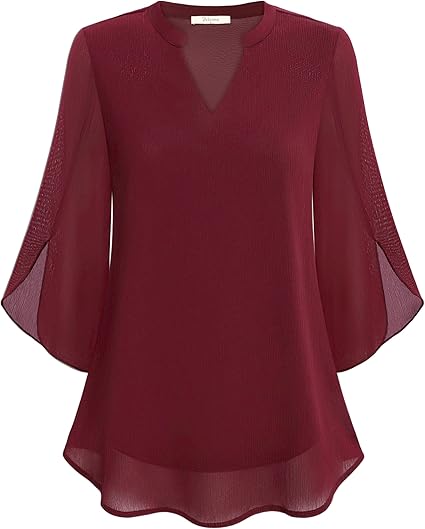 Zolitha | Blouse en chiffon élégante avec décolleté en V et manches évasées - Légère et polyvalente pour toutes les occasions