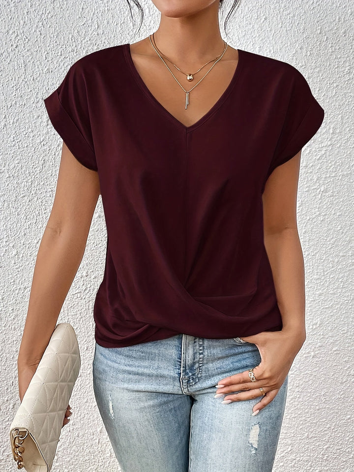 Tatiana - Haut élégant pour femme avec décolleté en V et twist drapé flatteur.