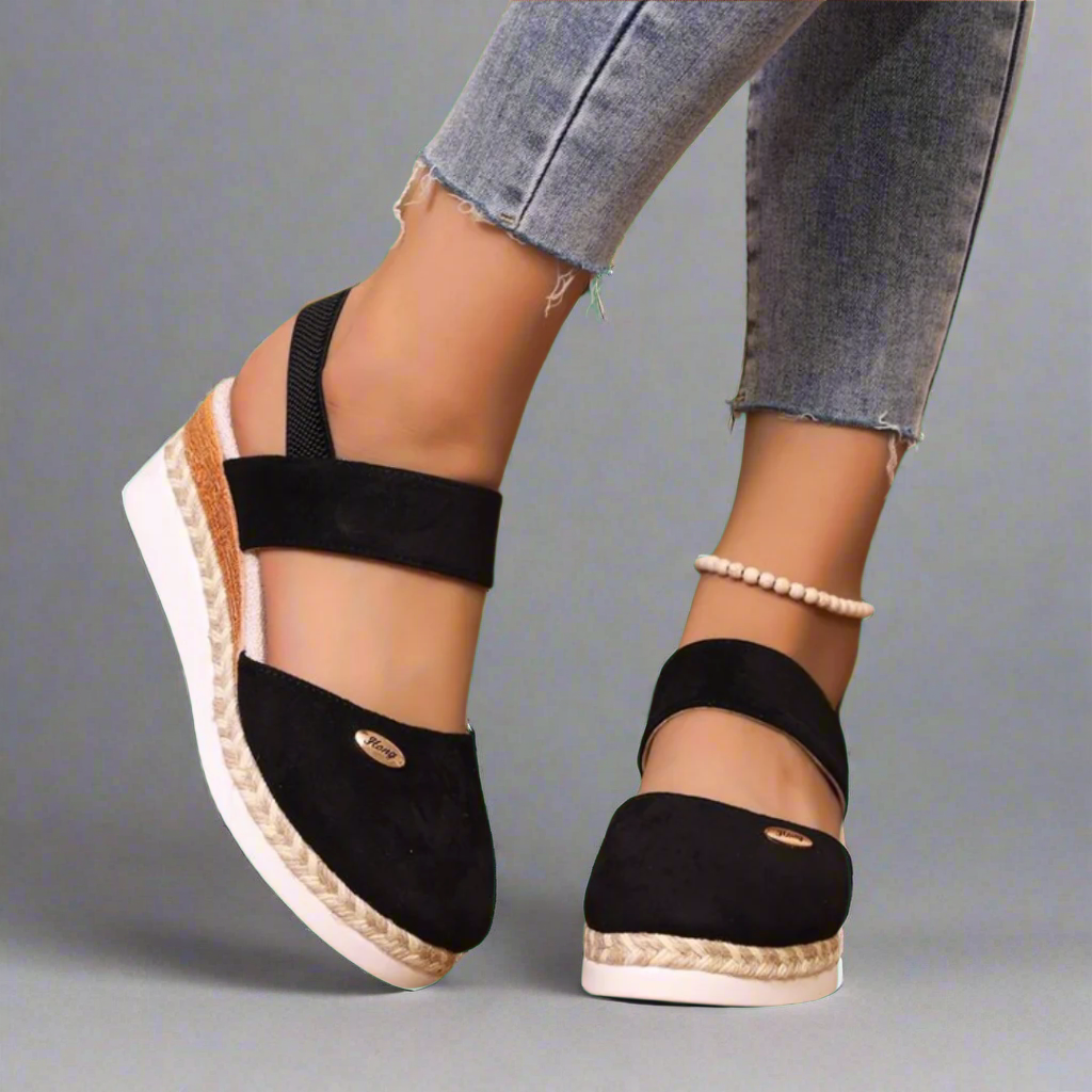 Philippa - Sandales élégantes pour femmes avec des bandes larges confortables et un talon compensé tendance
