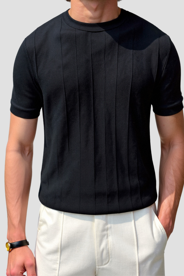 T-shirt Rayé Classique et Épais à Col Rond pour un Style Intemporel