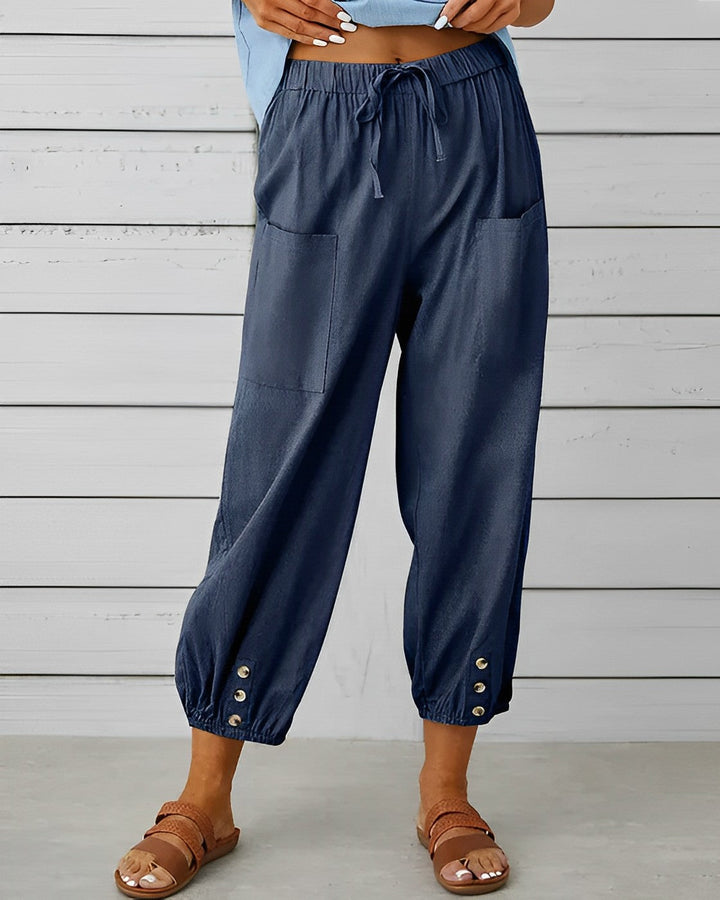 MAYA - Pantalon à la mode avec une taille haute et une jambe large pour un look raffiné