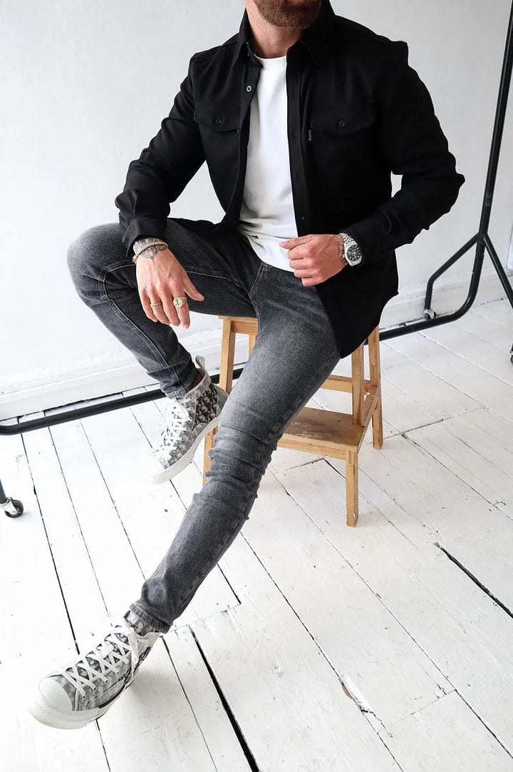 André™ - Veste en cuir avec boutons