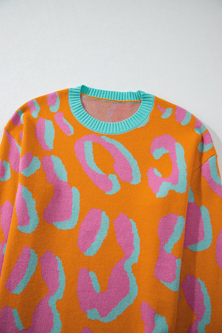 Elouise - Pull orange léopard tendance pour un look remarquable