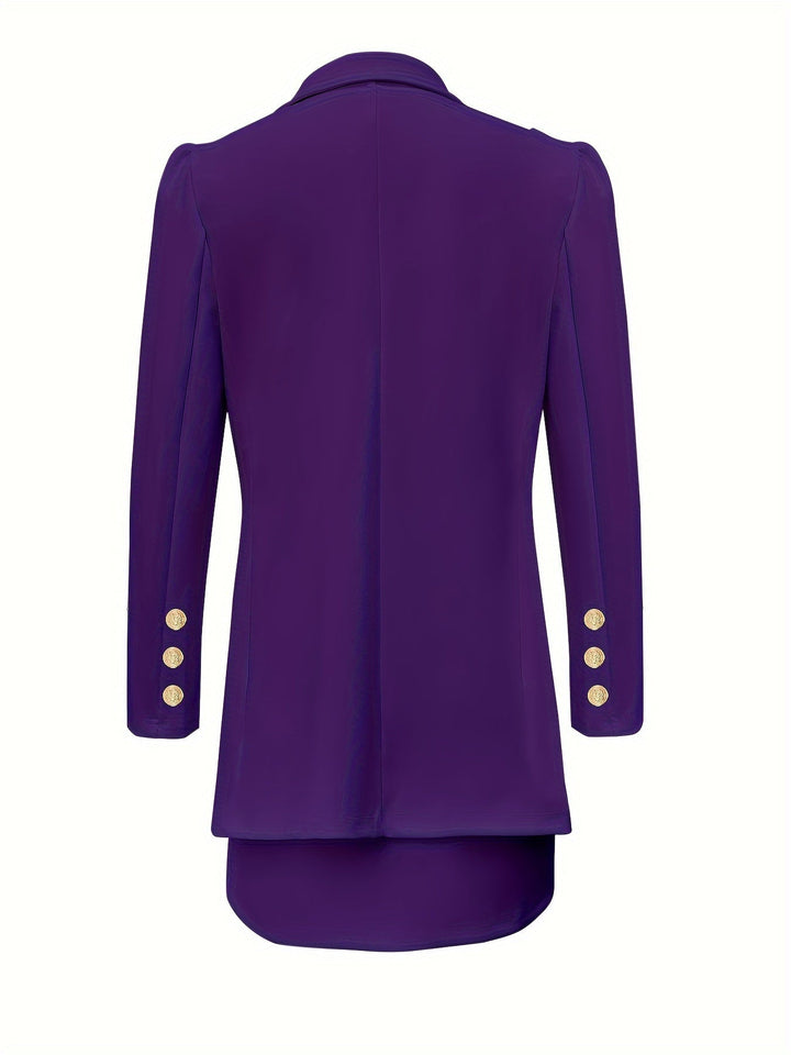 Kaelis | Ensemble blazer chic pour femmes avec blazer élégant, manches longues et mini-jupe assortie pour un look raffiné.