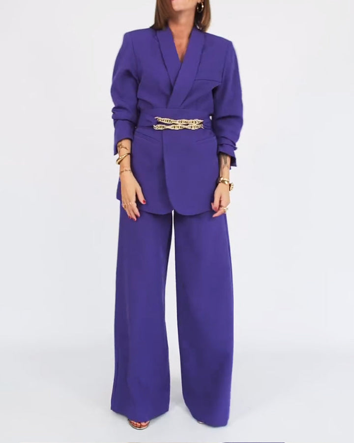 Constanza | Blazer oversized élégant et pantalon en teintes violettes luxueuses