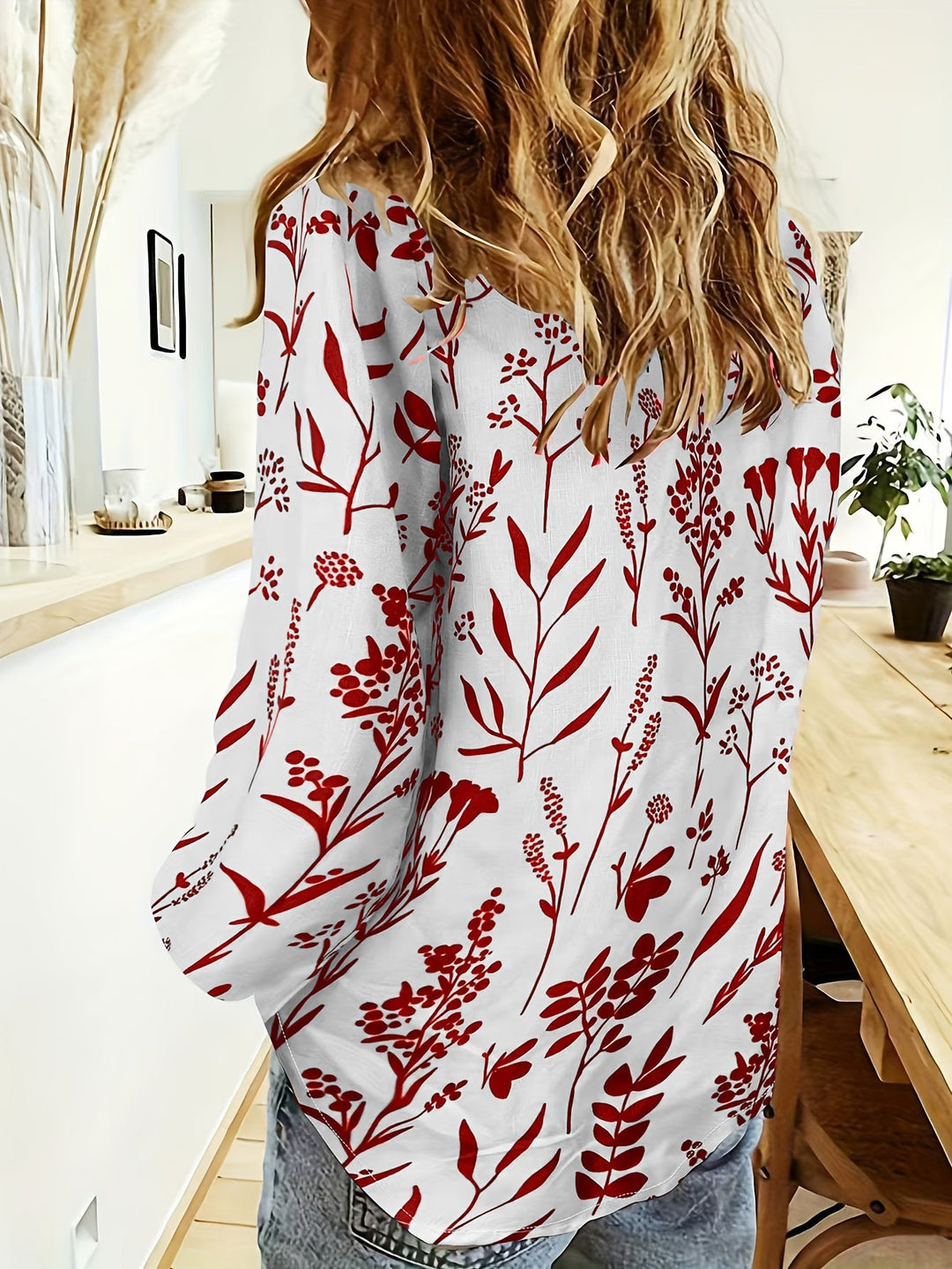 Chemisier Femme Velmira avec Imprimé Floral et Boutonnage - Manches Longues, Style Décontracté, Col Rabattu