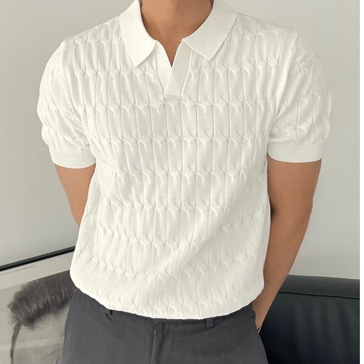 Polo Tricoté Élégant avec Texture Impressionnante