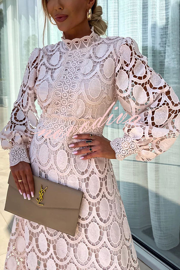 Darby | Robe midi en dentelle - Élégante robe de chambre féminine avec de charmantes manches longues
